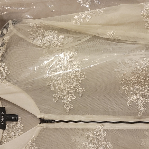 Torrid White Embroidered Mesh Bomber - Picture 2 of 2